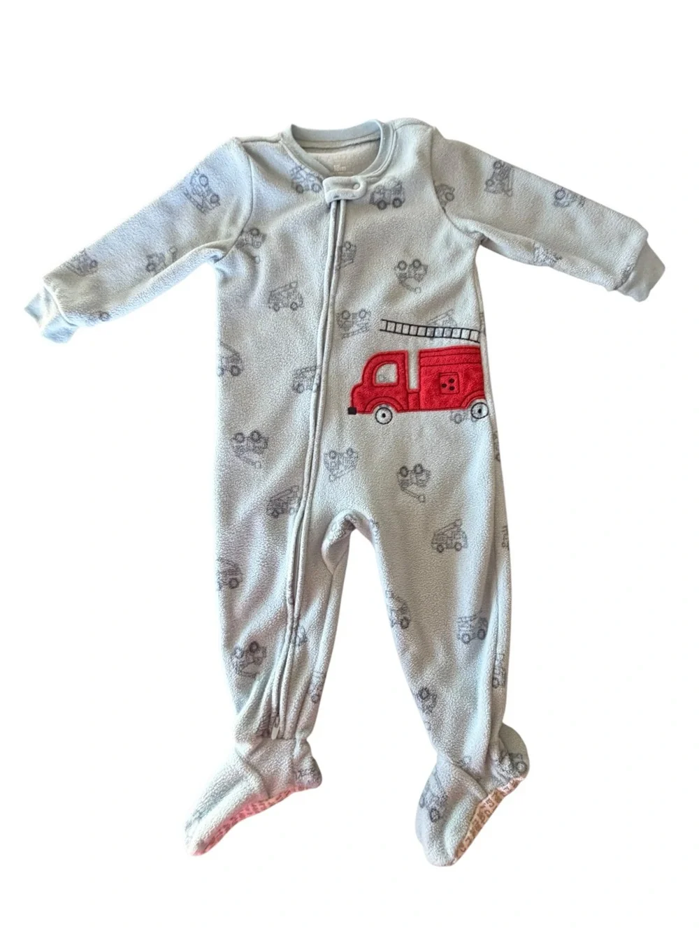 Carter’s Fleece Fire Truck Footed Sleeper Pajamas 18M Zip